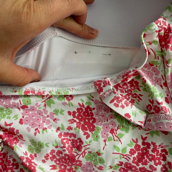 NWT Betsey Johnson Floral One-Piece Swimsuit L Sweetheart Neck Ruched Bandeau - Picture 8 of 11